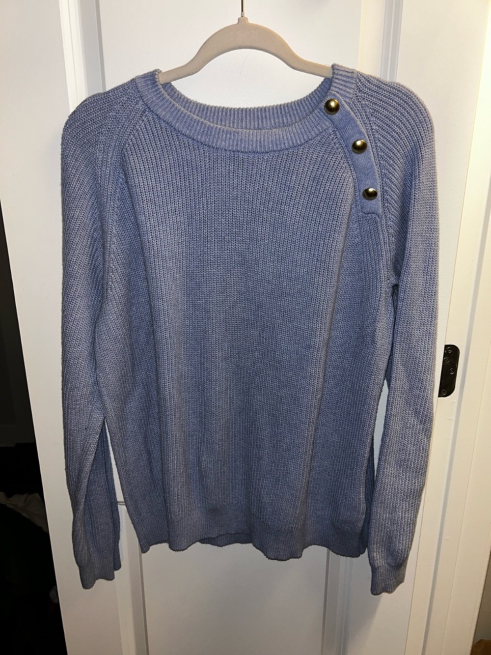 J. Crew Lavender Crewneck Sweater with Shoulder Buttons